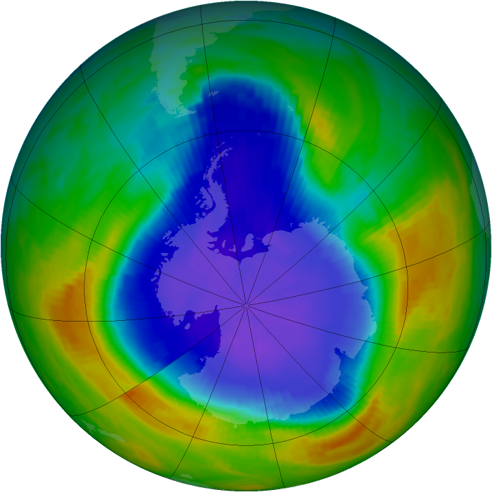 Antarctic ozone map for 14 October 1990